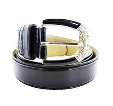 Cintura da Donna Nera per Jeans Ecopelle Fibbia con Strass I.20017