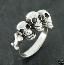Anelli anelli argento anello teschio gotico gotico 3 teschi finezza argento 925