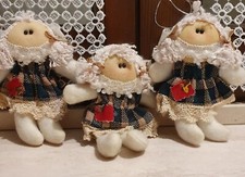 Addobbi Per Albero Di Natale In Stoffa Tre Bamboline - Ballerine - Angioletti 