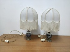 Splendida Coppia di lumi lampade  abat-jour a tavolo in ceramica e argento 800,