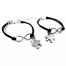 Bracciale Infinito PUZZLE Argento Coppia San Valentino idea regalo da Uomo Donna