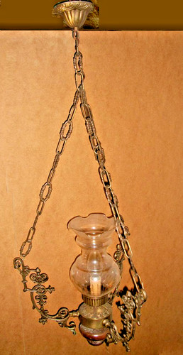 Antico lampadario bronzo legno - bronzo,