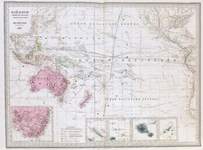 OCEANIA "Oceanie" Dufour 1863 ORIG. MAPPA ANTICA