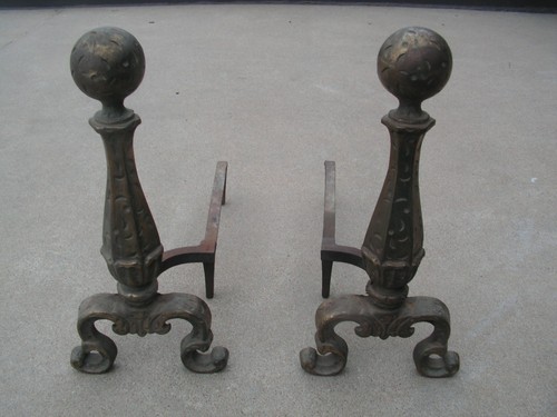 Coppia camino andirons vintage - andirons,