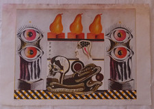 Litografia originale Un persuasore... Concetto Pozzati 1966 dim. 49,0x34,0 cm