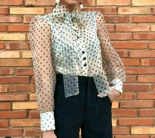 Zara blusa organza crema