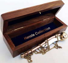 Fischietto Da Nostromo, in Ottone/Rame, Nautico E Marittimo, Con Scatola Di Legn