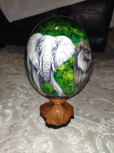Decoupage ostrich egg - egg, art