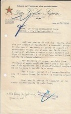PANFORTE VIRGILIO SAPORI SIENA LETTERA CARTA INTESTATA 1950 OFFICINE SALA TORINO