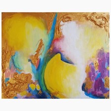 QUADRO ASTRATTO DIPINTO A MANO Pezzo Unico Acrilico Su Tela 40x30 cm