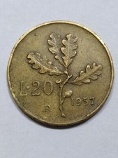 REPUBBLICA ITALIANA - RARA MONETA DA 20 LIRE - 1957 - GAMBO LARGO DEL 7 !!!!