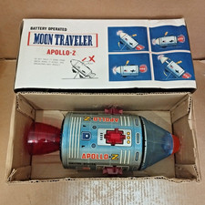 1960s Vintage Nomura Tin Toys Litho Moon Traveler Apollo-Z  Space Japan + Box