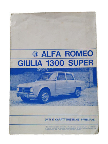 Manuale alfa romeo giulia 1300 - manuale,
