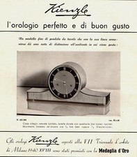 PUBBLICITA' 1940 KIENZLE OROLOGIO PENDOLA DA TAVOLO 405/399 TRIENNALE D'ARTE 