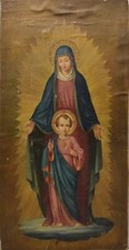 Painting Picture DIPINTO Olio su tela BEATA MARIA VERGINE CON GESU' BAMBINO 1700