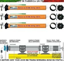 SERRANDA ELETTRICA MOTORI 220 V 20 E 30 NM SERRANDE 1X40 E 2X60 KG STAFFA L REGO