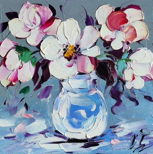 Original oil painting magnolia - original,