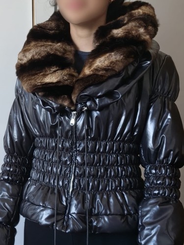 Giacca donna pelle nera lucida - nera,