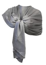 Elegante SCIARPA Seta Scialle Foulard,Donna Coprispalle Stola Cerimonia Argento