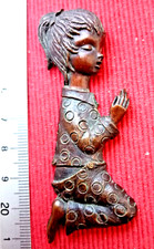 Stupenda antica placca Bronzo di Fanciulla in preghiera mm. . 75