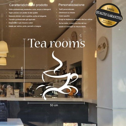 Vetrofania adesivo tea rooms - adesivo,
