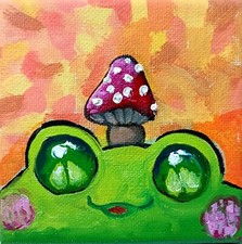 Rana pittura acrilica 10x10 cm