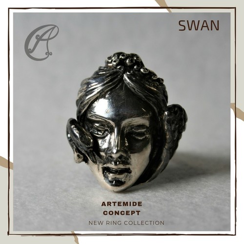 Anello swan maschile - swan, argento