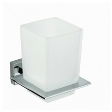 PORTA SPAZZOLINI DENTIFRICIO CON BICCHIERE VETRO PARETE ARREDO BAGNO CUBO 87213