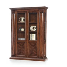 Vetrina soggiorno classica con ante in vetro intarsiata noce bassano