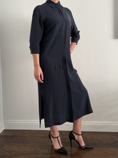 Abito Camicia Midi Seta Navy