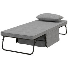 HOMCOM Pouf Letto Pieghevole Salvaspazio Schienale Reclinabile 5 Livelli Grigio