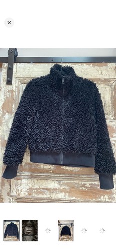 Zara black faux fur teddy - black,