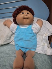 Bambola Rare Vintage Cabbage Patch Boy Blue Overall 1978/1982 Giochi Bimbi Colle