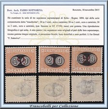 1890 Italia Regno Segnatasse Mascherine n. 17/19 Certificato Nuovi Integri **