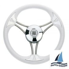 VOLANTE RUOTA TIMONE BARCA GOMMONE BIANCO DIAMETRO 35 CM