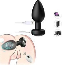 Plug Anale Jewel Plug Nero con Led blu e 10 Vibrazioni Differenti + Telecomando