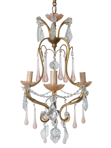 Lampadario antico rosa pesca - antico,