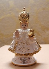 Piccola Statuetta Porcellana Aureta Figural Bambino Gesù Di Praga Vintage 