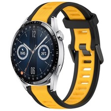 Per Huawei Watch GT3 42mm 20mm cinturino in silicone strutturato bicolore (giall