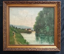 Quadro antico dipinto olio - , su