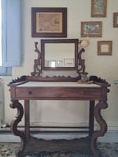 Consolle Toiletta In Legno Con Specchio