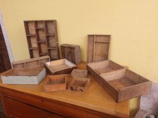 LOTTO 10 VECCHIE SCATOLE SCATOLA IN LEGNO CASSETTA CASSETTO 13x8 35x50 cm 3