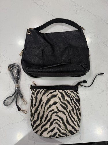 Borsa tracolla nera ciottoli - a,