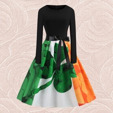 1pc Abito elegante e alla moda con scollo tondo e a contrasto per la