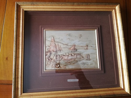 Quadro foglia argento con - su,