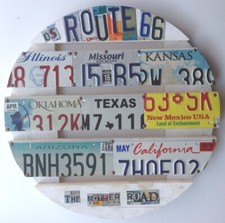 Quadro ROUTE 66 con TARGHE USA Auto Americane ORIGINALI arredo locale pub 60 cm