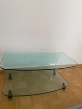 Porta TV in cristallo curvato e rotelle piroettanti FIAM ITALIA