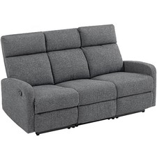 DecHome Divano 3 Posti Reclinabile Rivestimento in Ciniglia 179x91x98 cm Grigio