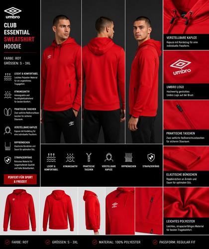 Felpa con cappuccio umbro - felpa,