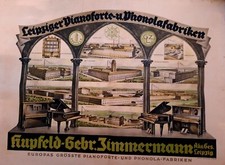 Manifesto pianoforte pianola fabbrica LIPSIA cm 59x45 leipzig colorato a mano
